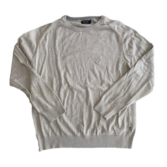Nautica Mens Light Grey Crew Neck Knit Sweater XL - Picture 1 of 11